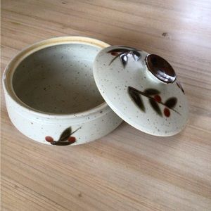 Vintage Otagiri Donabe Lidded Pot Dish Japanese Stoneware Cover Speckled